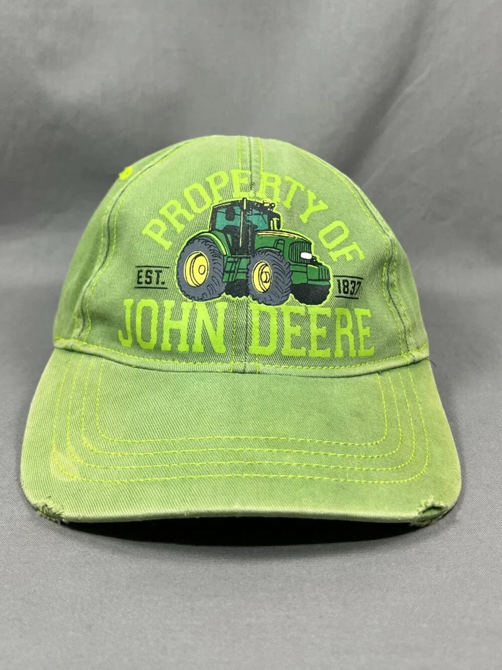 John Deere Tractor Strapback Hat Cap Distressed Agriculture Equipment Youth Teen